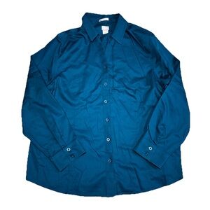 Chicos Size 3 US 16/18 No Iron Button Down Blouse Teal